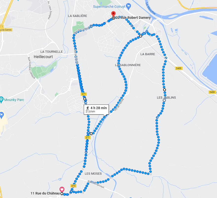 Randonnée de 21,6 km au départ du gîte